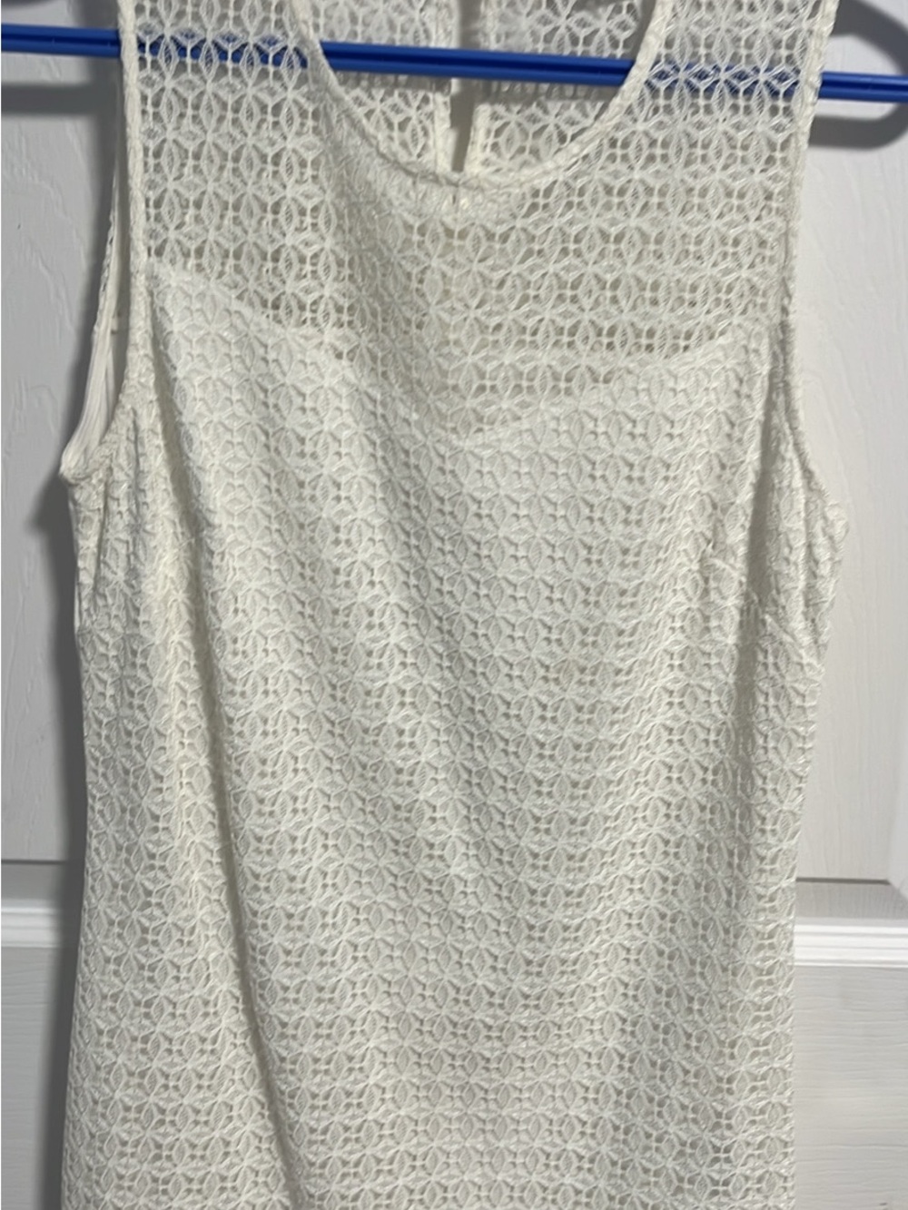 Sleeveless White Lace Overlay Tank Top